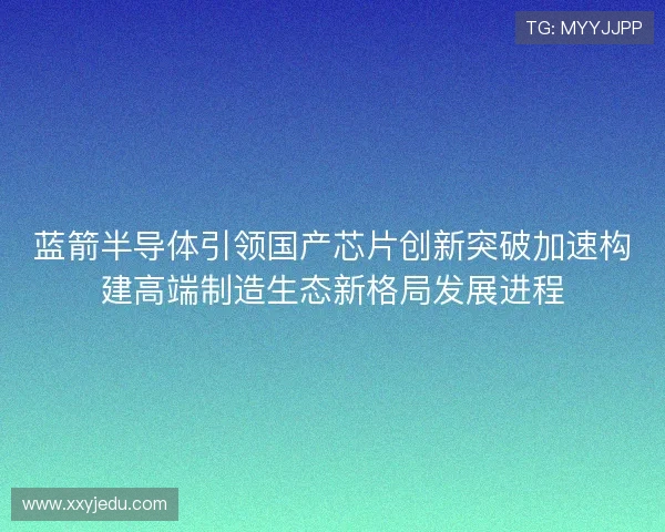 蓝箭半导体引领国产芯片创新突破加速构建高端制造生态新格局发展进程